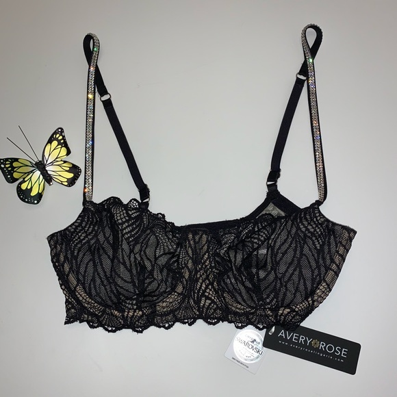 Avery Rose KYM Black Swarovski Crystal Strap Bra - Picture 5 of 8